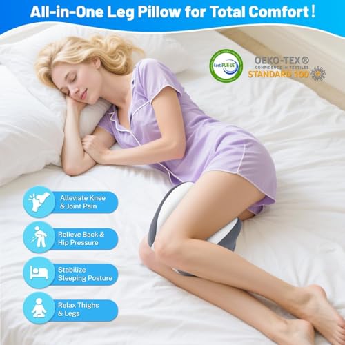 Knee Pillow for Side Sleepers - Memory Foam Leg Support Cushion