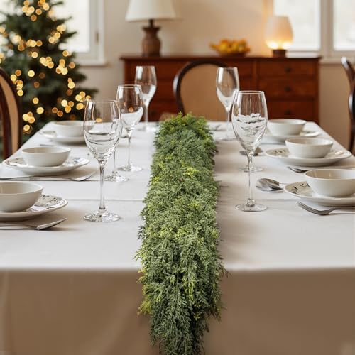 Bedee 6 ft Artificial Cedar Garland - Realistic Indoor Outdoor Christmas Decor Variation 1