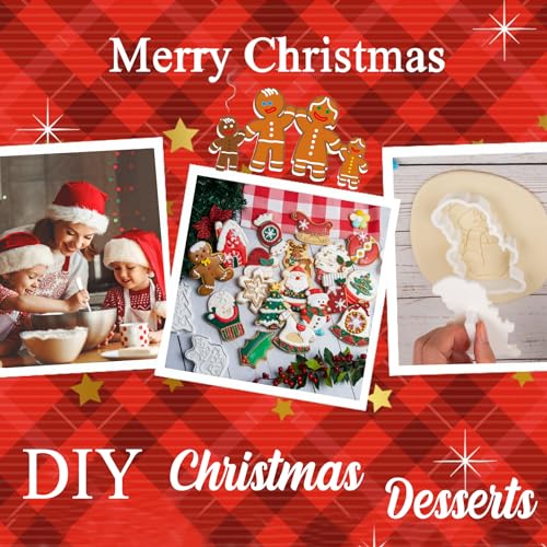 Flycalf Santa Claus Cookie Cutters with Stamper (3") - Christmas Plunger Stamp Mold for Baking