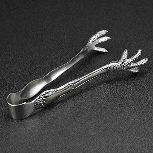 MASSJOY 1pcs Eagle Claw Shaped Ice Tongs for Bar & Ice Serving, 8 Inch Stainless Steel