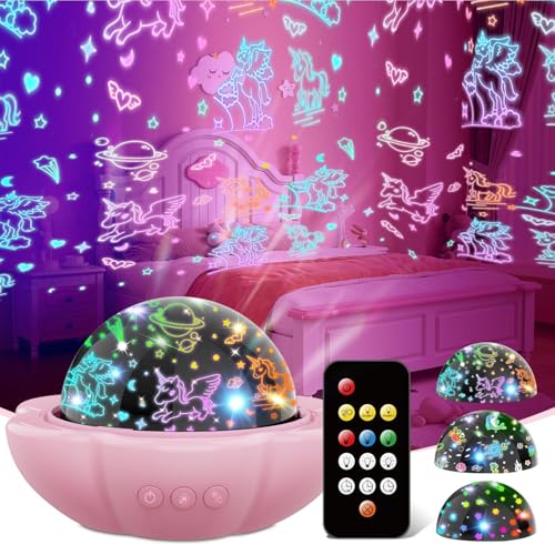 Unicorn Star Projector Night Light for Kids with Remote and Timer