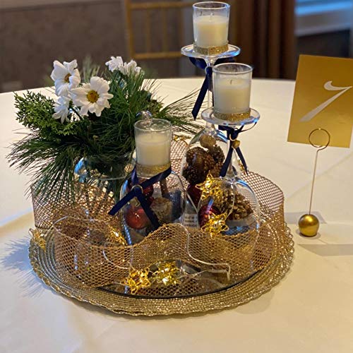 16-Inch Round Mirror Plate, Frameless Glass Tray for Wedding Centerpieces