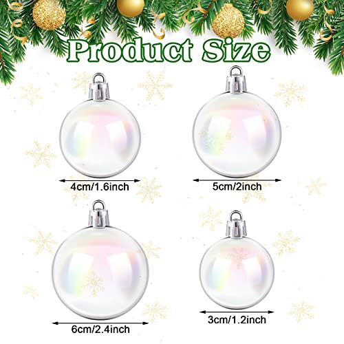 Iridescent Clear Plastic Ornament Balls - 16 Pack, 4 Sizes for DIY Decor