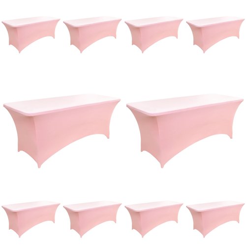 ZarzaaSik 10-Pack 6ft Spandex Table Covers for Rectangle Standard Folding Tables - Wrinkle Resistant Stretch Tablecloths - Ultimate Fitted Table Protector for Parties, Banquet, Wedding