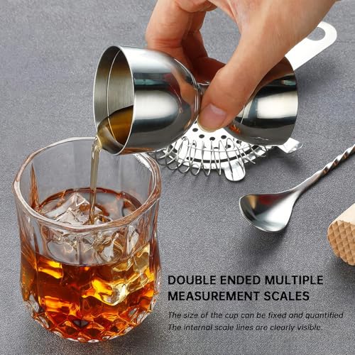 Eispap Premium Stainless Steel Bar Jigger with Accurate Measurement Marks, Double-Sided 0.5oz-2oz