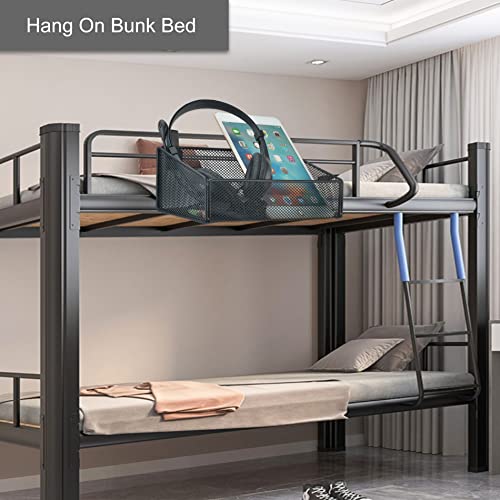 Metal Bedside Hanging Storage Basket - Organizer for Bunk, Dorm & Baby Beds