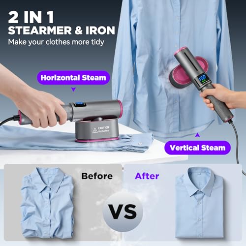 2-in-1 Portable Travel Garment Steamer and Iron, Handheld 1200W Wrinkle Remover