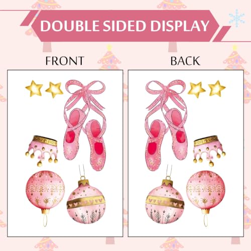 Whaline Pink Nutcracker Window Clings Gift Set – 6 Sheets Christmas Decor for Windows