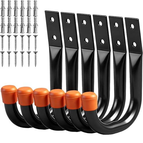 6-Pack Heavy Duty Metal Wall Hooks for Garage Storage and Organization
