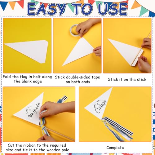 First and Last Day of School Pennant Flags, 34-Piece DIY Photo Prop Kit