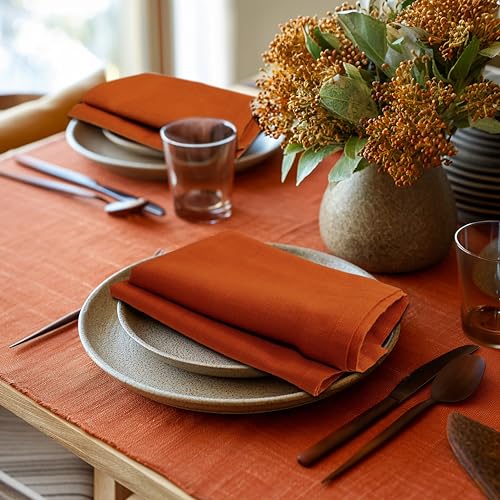 100% Cotton Cloth Dinner Napkins - 17x17 Inch Pumpkin Spice, Set of 12
