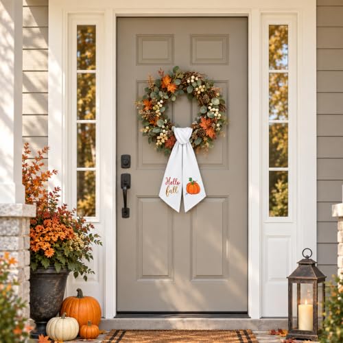 YINOSUNDAY Printed Seasonal Wreath Sashes for Front Door, Christmas Halloween Decor, 12 Pack