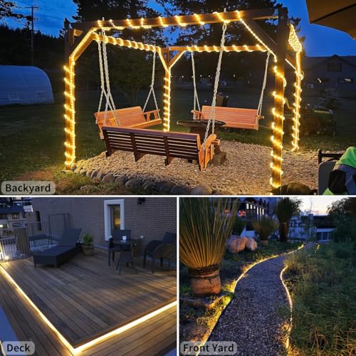 16ft Waterproof LED Rope Lights - Flexible Warm White Outdoor Lighting