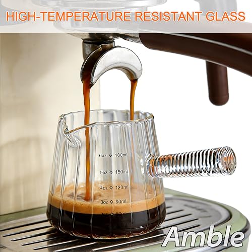 Amble 6oz Espresso Shot Cups with Handle - Durable Glass Coffee Measuring Cups