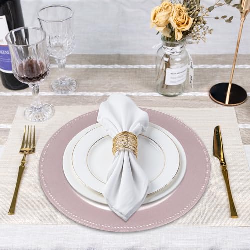 MAONAME Pink Charger Plates Set of 12 - Round Beaded Rim Tableware