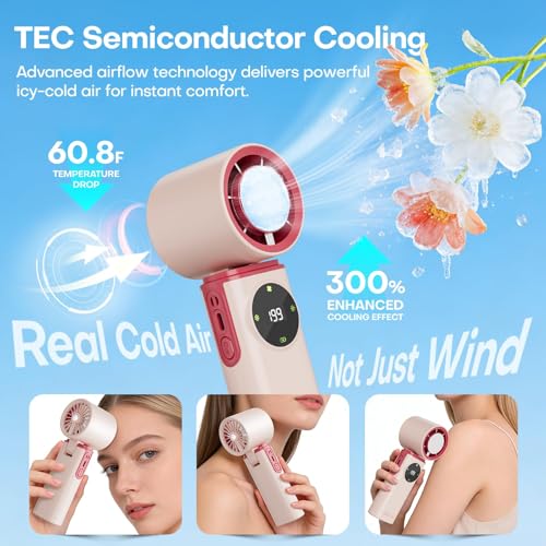 SSWind Portable Handheld Fan with Ice Cooling & 6000mAh Battery - Pink