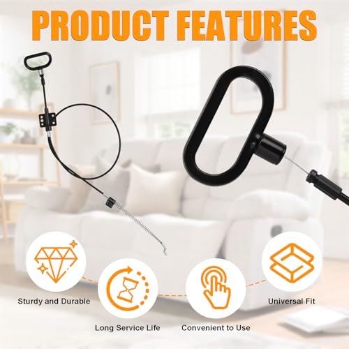 Universal Recliner Replacement Cable with D-Ring Handle, 44.5-Inch