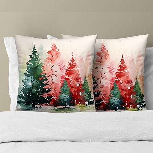 Mweet Christmas Throw Pillow Covers 22x22 in (2 Pack) Xmas Tree Decor Pillowcase, Double-Sided