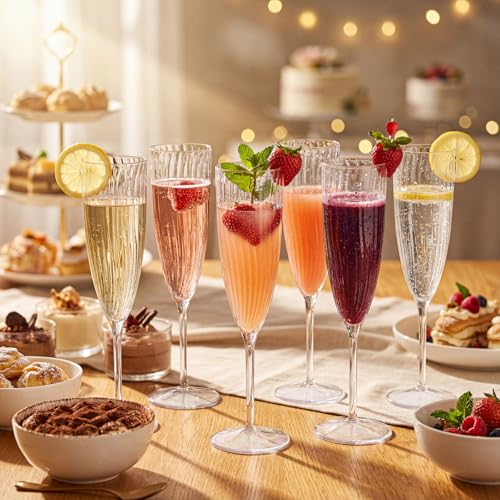 36-Pack Disposable Plastic Champagne Flutes - 6 oz Clear Toasting Glasses