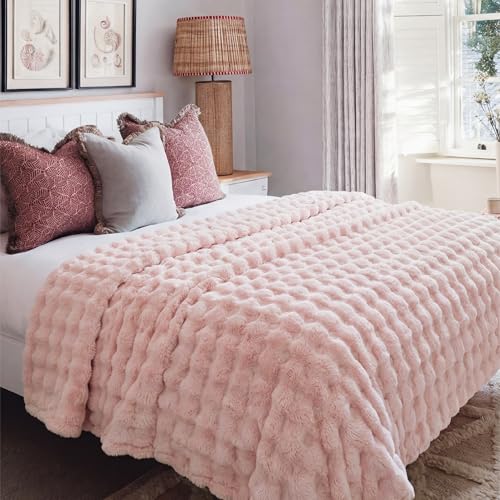 3D Bubble Fleece Throw Blanket - Soft Lightweight Queen Bed Blanket