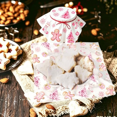WorldBazaar Pink Christmas Wax Paper Sheets 100 Pcs - 8.7 x 9.6 in