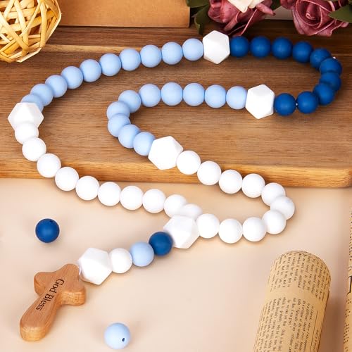 Baby Rosary with Cross - Soft Blue Catholic Baptism & First Communion Gift