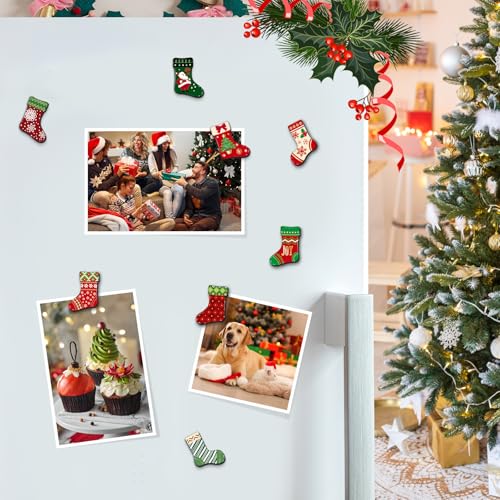 MORCART 30Pcs Christmas Fridge Magnets - Mr1374 Socks, Whiteboard & Locker Decoration