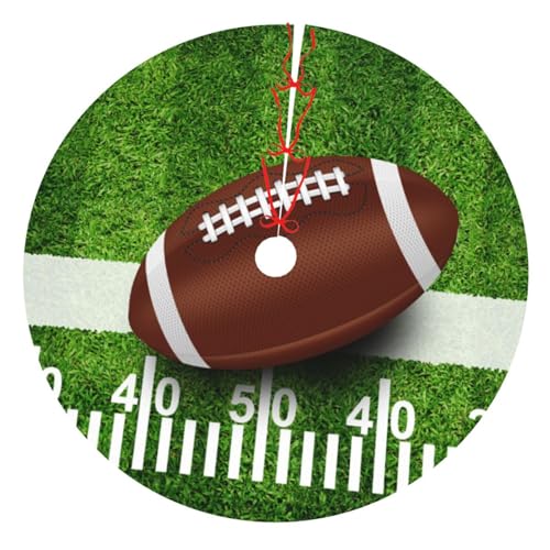 Retro American Football Turf Field Christmas Tree Skirt - 36 Inch Mat
