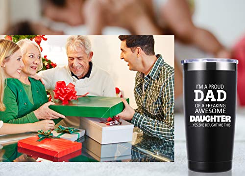 Momocici Proud Dad 20 OZ Insulated Travel Mug - Black, Father's Day Gift