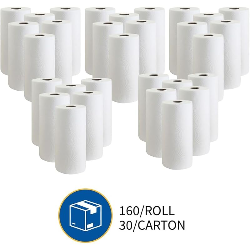 2-Ply Household Paper Towel Rolls - Absorbent White Sheets (Pack of 30)