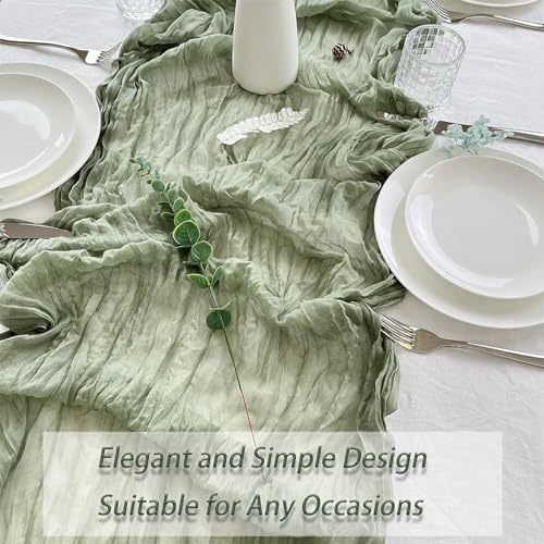 16 Pack Sage Green Cheesecloth Table Runners, 20 x 120 Inch Gauze Table Decor
