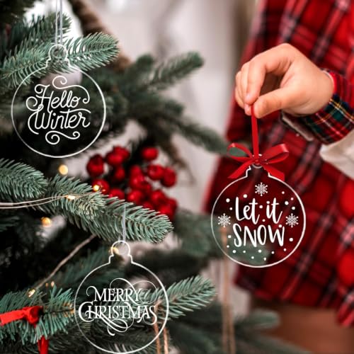 OuMuaMua 30-Pack 4-Inch Clear Acrylic Ornament Blanks for DIY Christmas Crafts