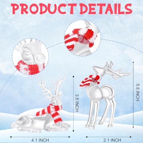 Queekay 2 Pcs Acrylic Christmas Reindeer Ornaments - Vivid Style Clear Deer Figurines