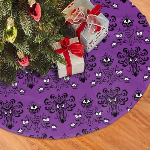 Purple 30" Halloween Haunted Mansion Christmas Tree Skirt - Pirateduck