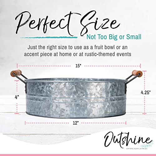 Galvanized Metal Tray for Storage & Decor - 12-inch Farmhouse Round Organizer