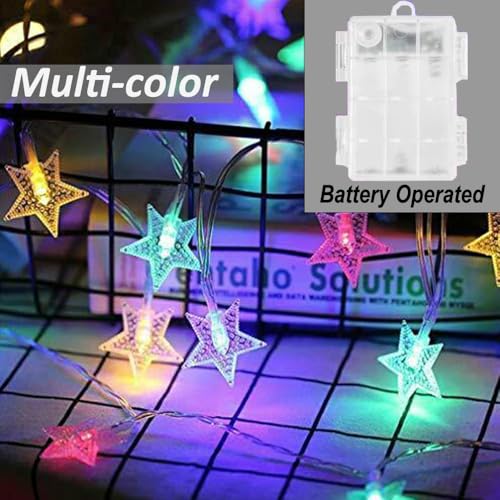Color Changing Star String Lights - 20ft 40 LED Battery Fairy Lights with Remote