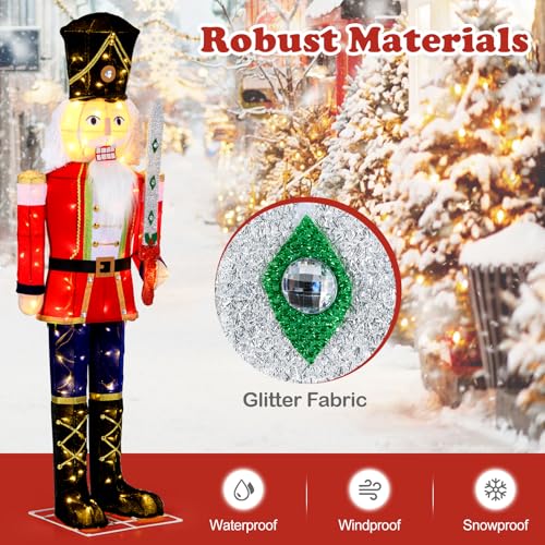 Tangkula 5 ft Lighted Nutcracker Soldier with Glitter Sword – Variation 1