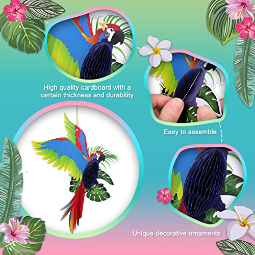 Spakon 9-Pack Tropical Parrot Honeycomb Paper Decorations for Christmas & Party Decor