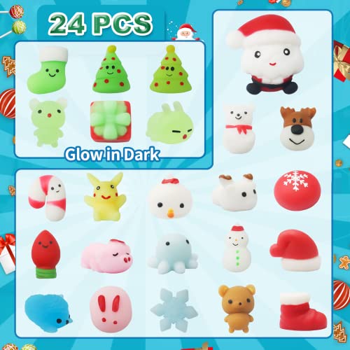 24-Day Christmas Advent Calendar Glow-in-the-Dark Mochi Squishies