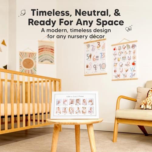 My First Year Baby Photo Frame - 12 Month Milestone Picture Frame (Alpine White)