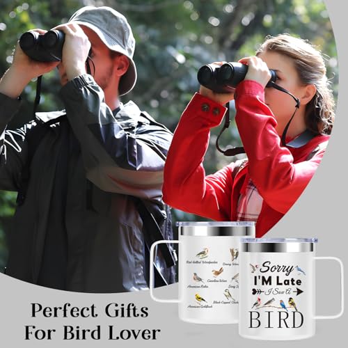 Bird Watching Insulated Mug Tumbler with Handle – 12oz BPA-Free, for Ornithologists & Bird Lovers (Variation: bird watching)