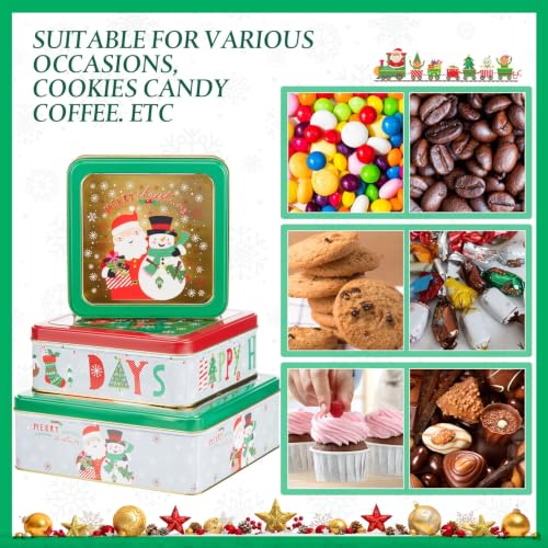 Lingvee 6 Pcs Christmas Cookie Tins with Lids – Classic Gift Set