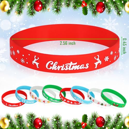 EKisemio 48Pcs Christmas Silicone Wristbands for Kids – Luminous Holiday Rubber Bracelets