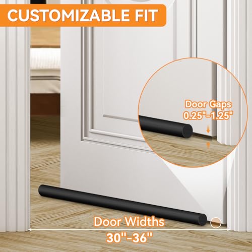 Under Door Draft Stopper 2-Pack - Adjustable 30"-36" Dual-Sided Gap Filler