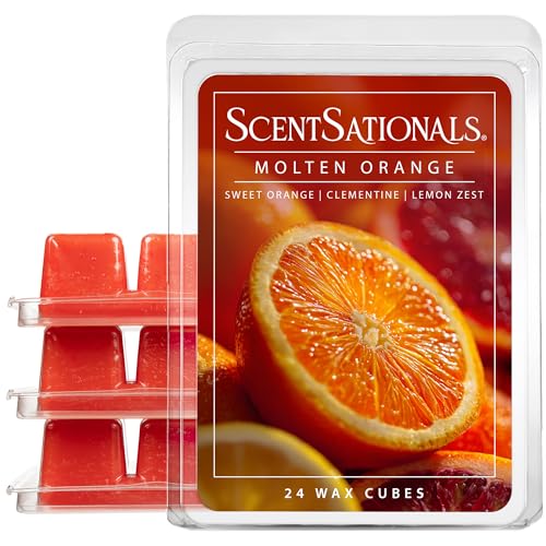 Sweet Orange Scented Wax Melts - 24 Cubes, Long Lasting Citrus Fragrance
