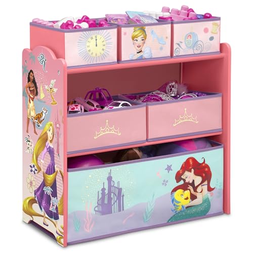 Disney Princess 6 Bin Kids Toy Storage Organizer with Stickers