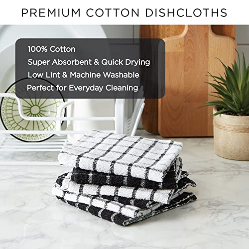 DII Basic Terry Collection Solid Windowpane Dishcloth Set, 12x12, Red, 6 Piece