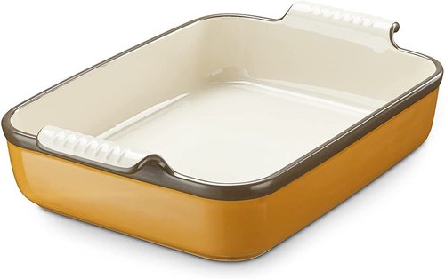 LIFVER Casserole Dish for Oven, 9x13 Ceramic Baking Dish, 120oz Large Lasagna Pan, Durable Deep Baking Pan with Handles, Oven Safe, Home & Kitchen Decor Gifts, Brown