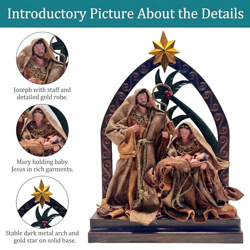 Resin Nativity Scene Set - 14.5" Holy Family Figurines for Holiday Decor