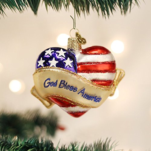 Patriotic Heart Glass Christmas Ornament, Hand-Painted Holiday Decoration